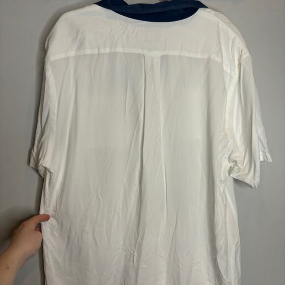 Todd Snyder Japanese Contrast Rayon Bowling Shirt in White - Picture 7 of 9
